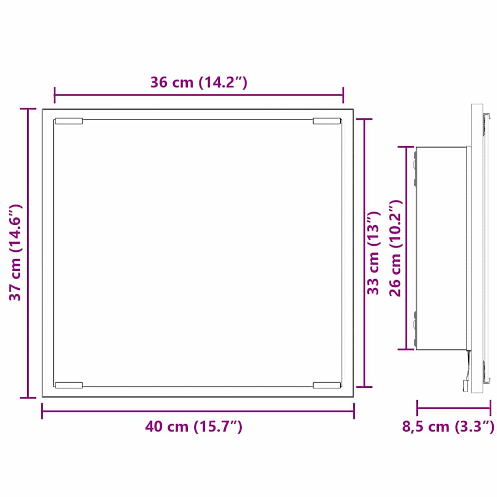 LED-Badezimmerspiegel Artisan-Eiche 40 x 37 x 8.5 cm