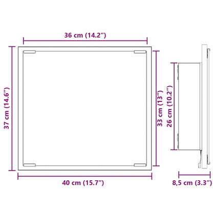 LED-Badezimmerspiegel Schwarz Eichen-Optik 40 x 37 x 8.5 cm