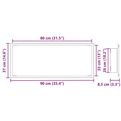 Spiegel Schwarz Eichen-Optik 90 x 8,5 x 37 cm Holzwerkstoff
