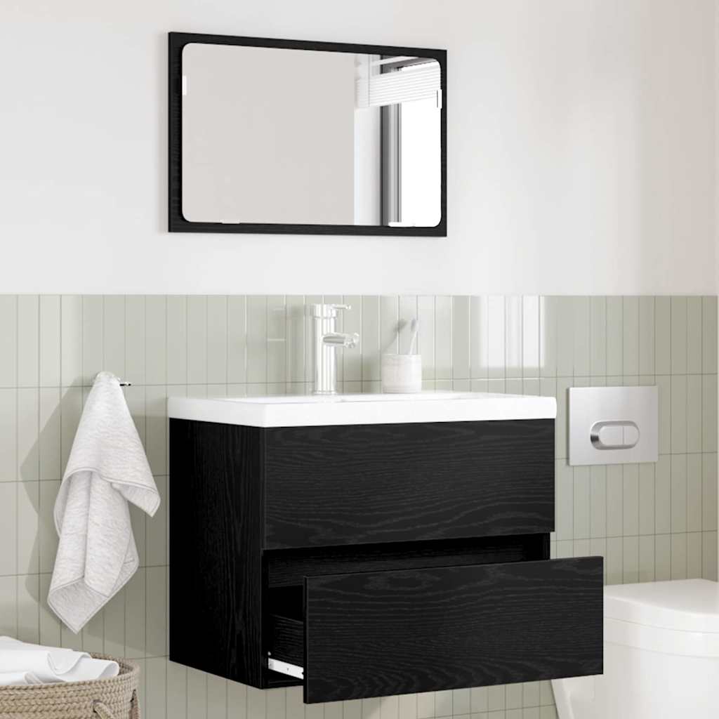 Badezimmermöbel-Set 2 stk. Schwarz Eichen-Optik 57 x 37 x 45 cm
