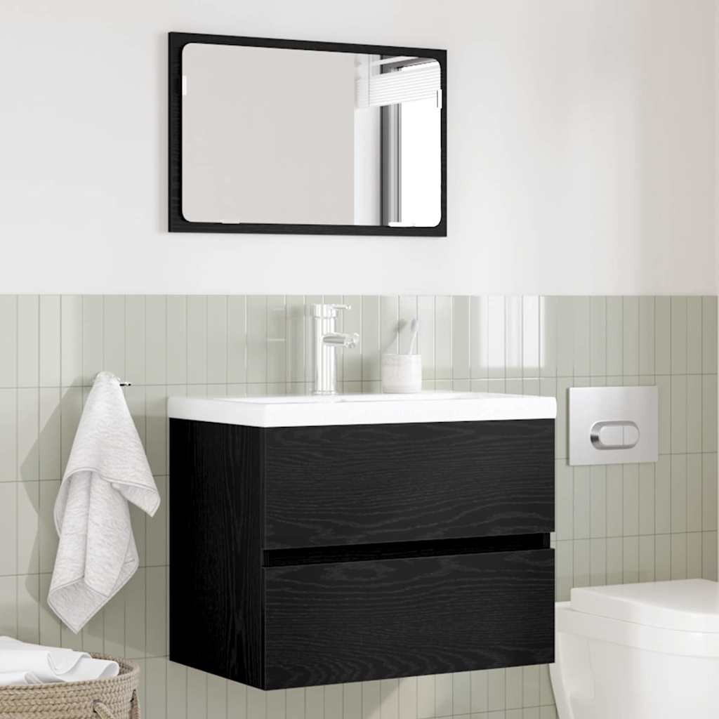Badezimmermöbel-Set 2 stk. Schwarz Eichen-Optik 57 x 37 x 45 cm