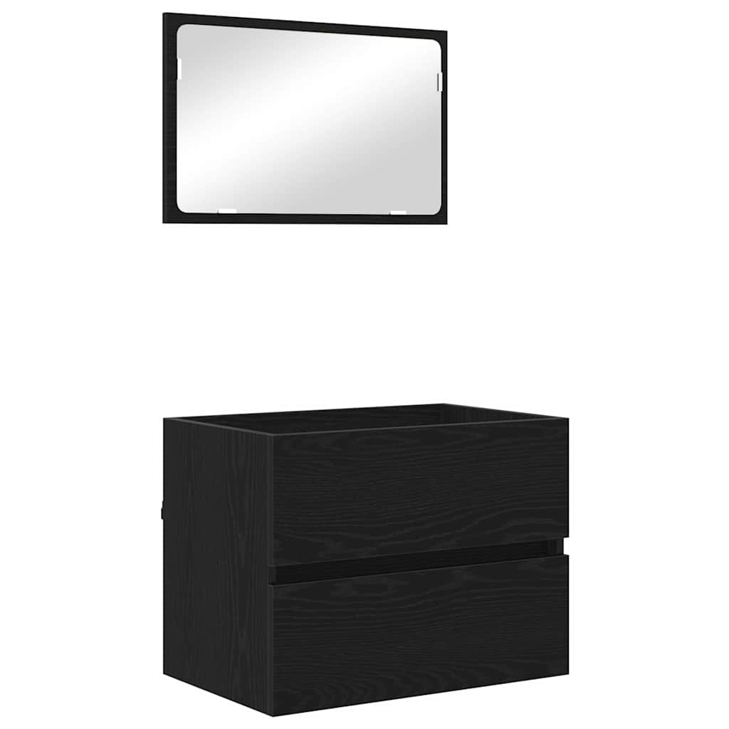 Badezimmermöbel-Set 2 stk. Schwarz Eichen-Optik 57 x 37 x 45 cm