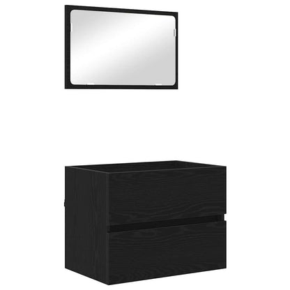 Badezimmermöbel-Set 2 stk. Schwarz Eichen-Optik 57 x 37 x 45 cm