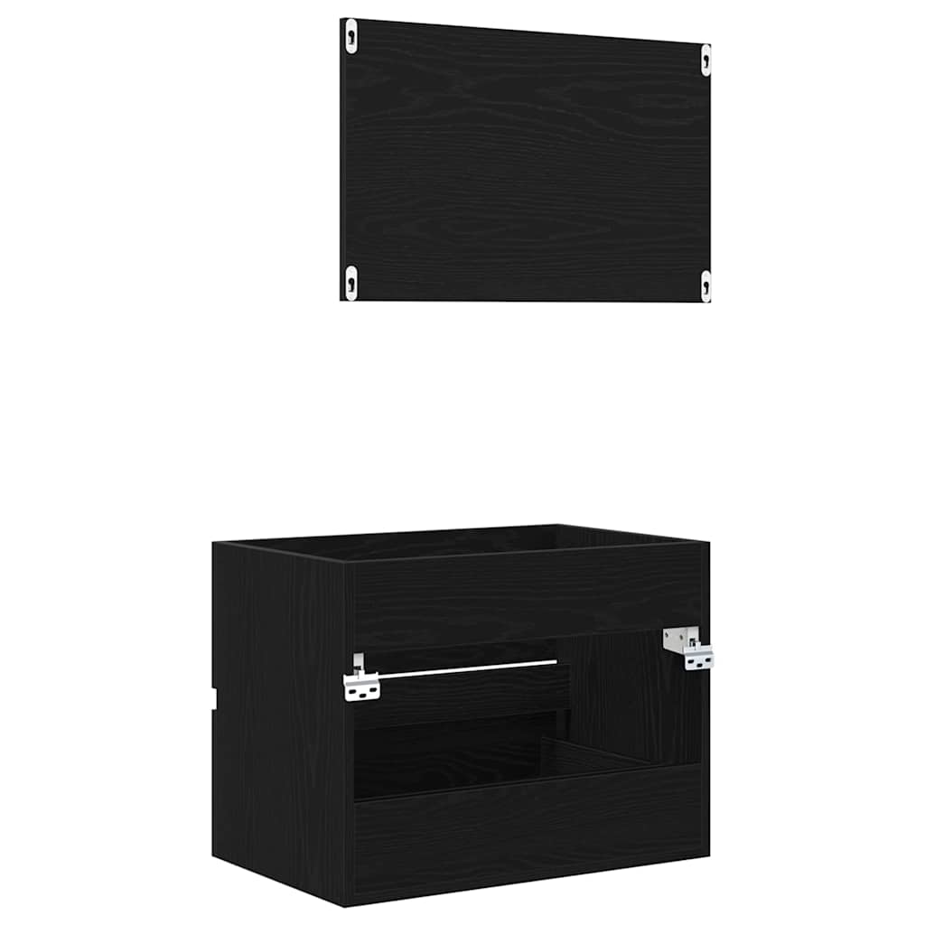 Badezimmermöbel-Set 2 stk. Schwarz Eichen-Optik 57 x 37 x 45 cm