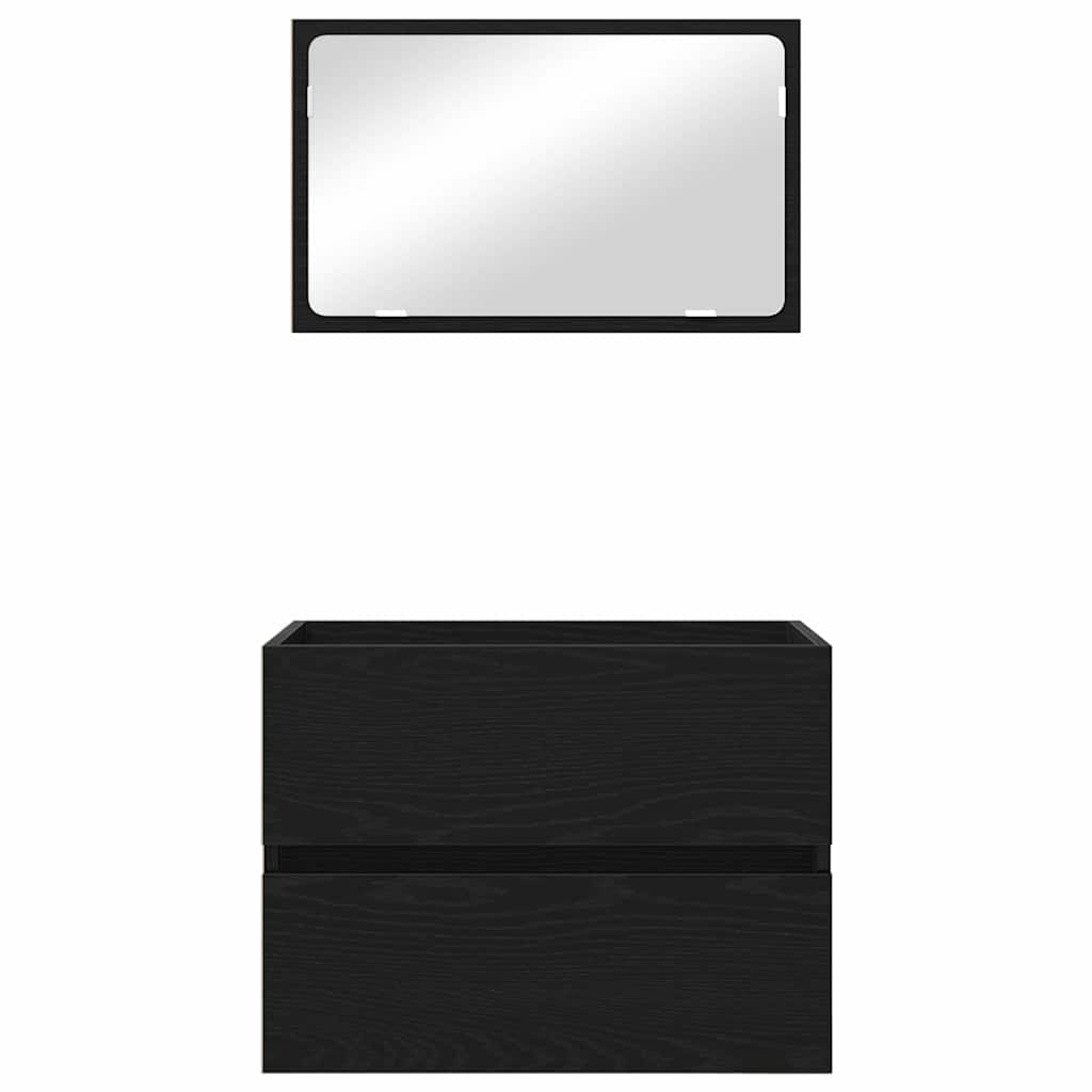 Badezimmermöbel-Set 2 stk. Schwarz Eichen-Optik 57 x 37 x 45 cm