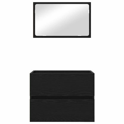 Badezimmermöbel-Set 2 stk. Schwarz Eichen-Optik 57 x 37 x 45 cm