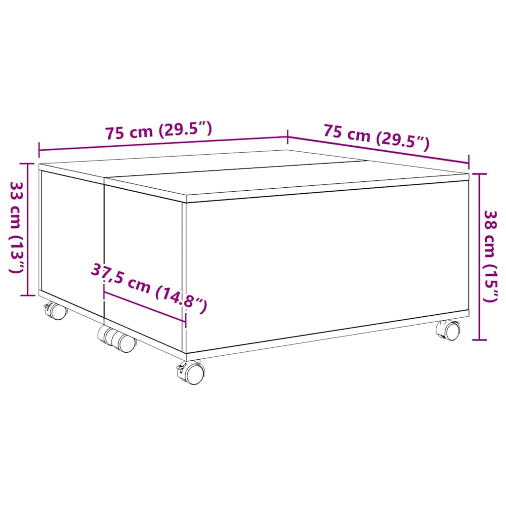 Couchtisch Altes Holz 75 x 75 x 38 cm Holzwerkstoff