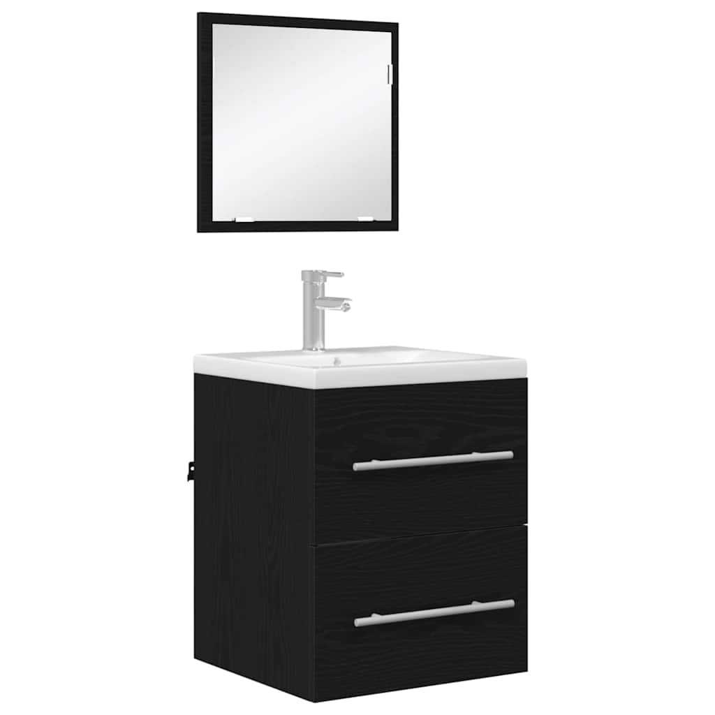 Badezimmermöbel-Set mit Schubladen Schwarz 41 x 38,5 x 48 cm