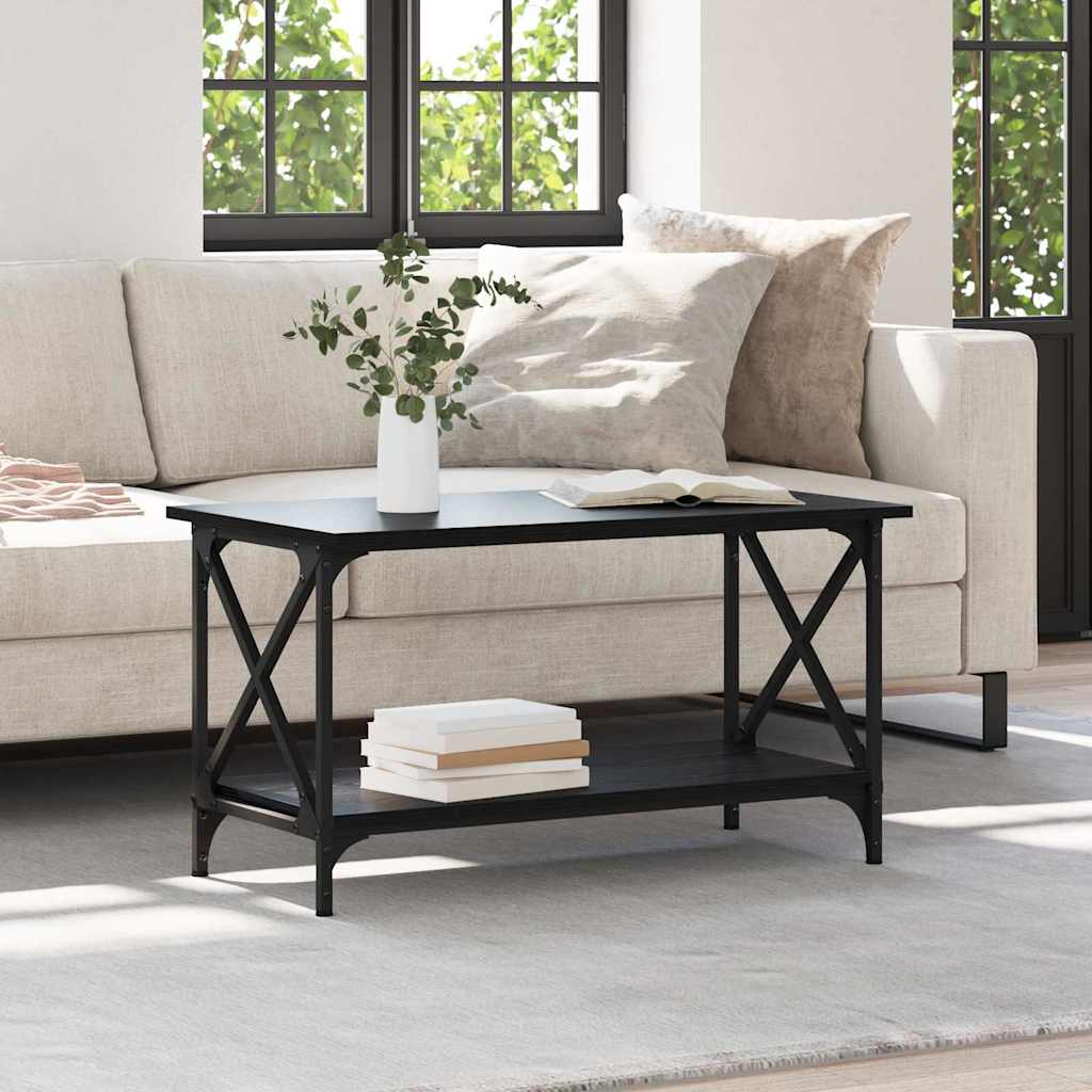 Couchtisch Schwarz Eichen-Optik 80 x 45 x 45.5 cm Holzwerkstoff