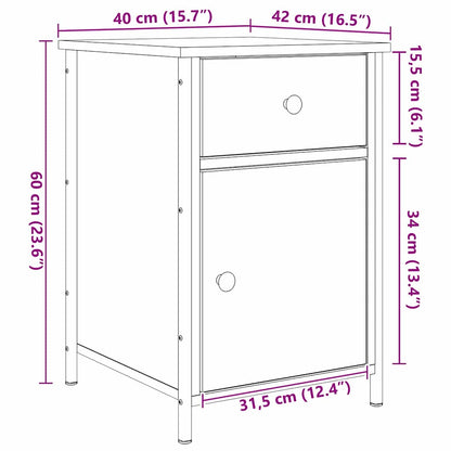 Nachttisch Schwarz Eichen-Optik 40 x 42 x 60 cm Holzwerkstoff
