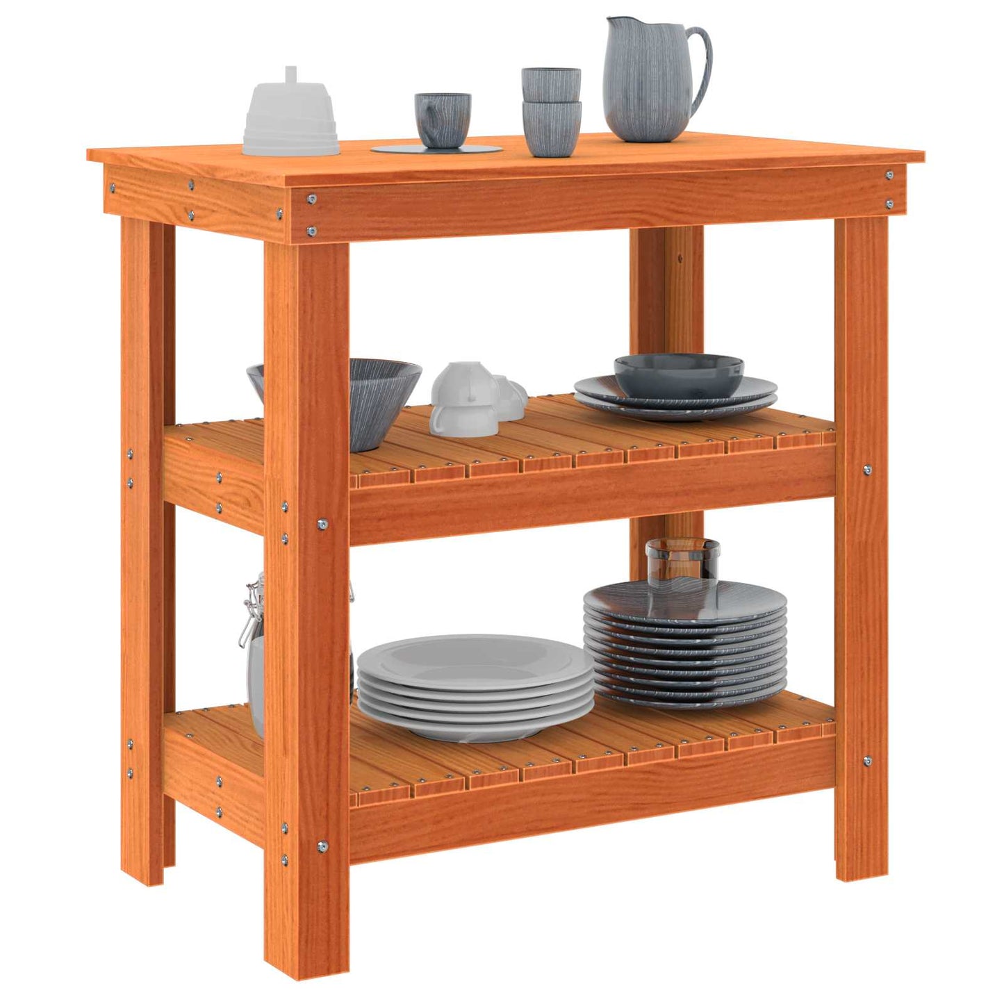 Werkbank mit Regal 78,5 x 50 x 80 cm Massives Kiefernholz