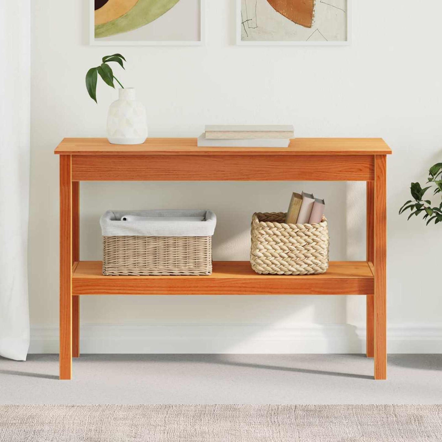 Konsolentisch Wachsbraun 110 x 40 x 75 cm Massives Kiefernholz