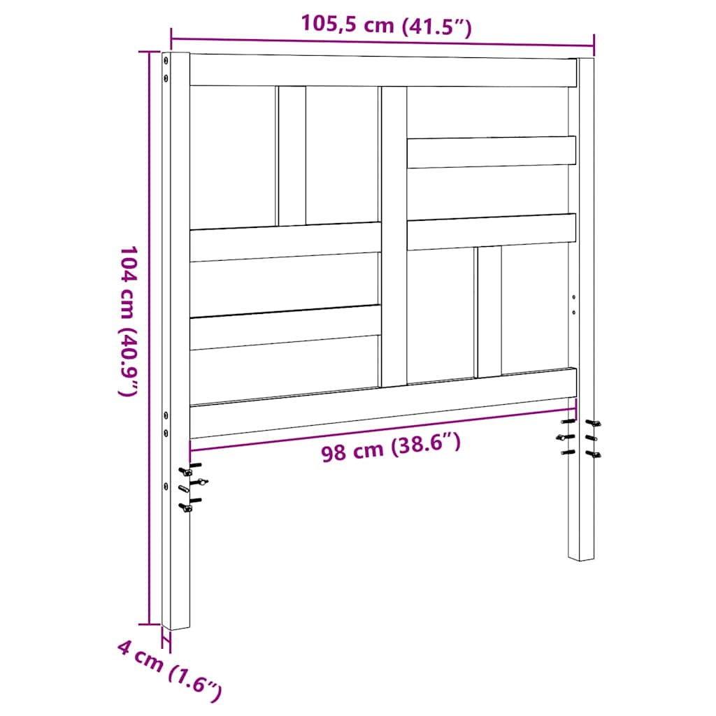 Bett Kopfteil Wachsbraun 105.5 x 4 x 104 cm Massivholz Kiefer