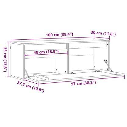Wandschrank Wachsbraun 100 x 30 x 35 cm Massives Kiefernholz