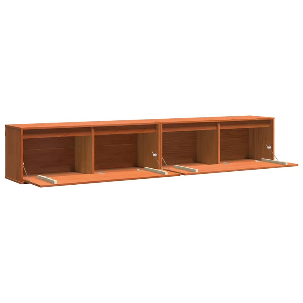 Wandschrank mit Regal mit Tür Wachsbraun Massives Kiefernholz