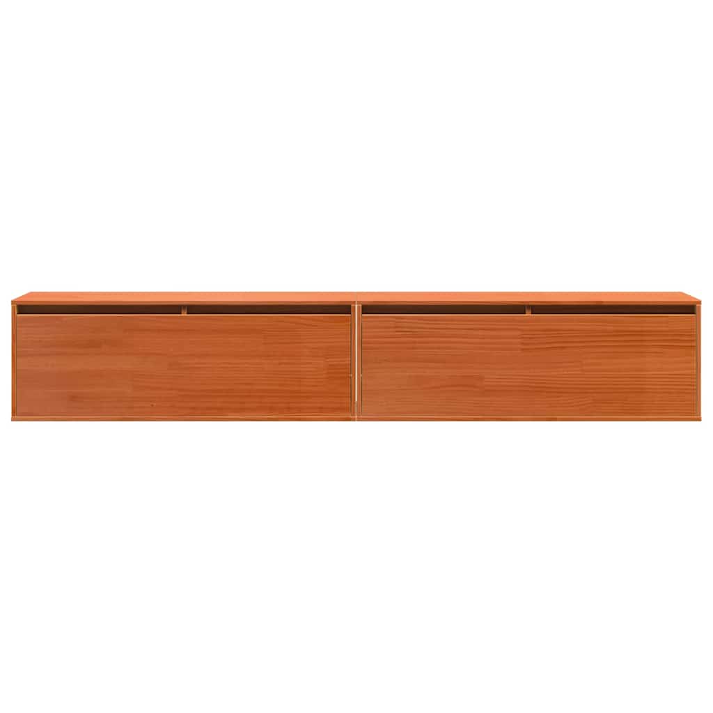 Wandschrank mit Regal mit Tür Wachsbraun Massives Kiefernholz
