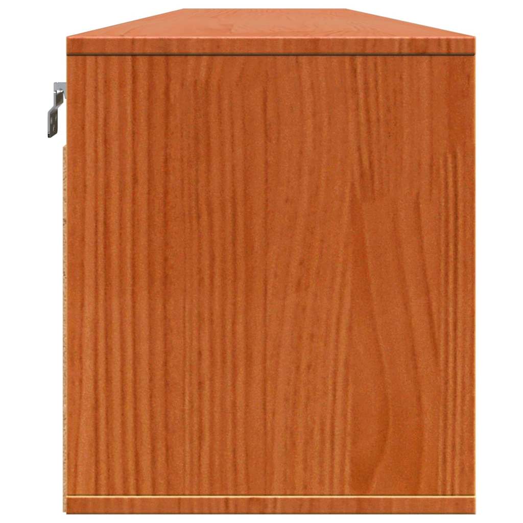 Wandschrank mit Regal mit Tür Wachsbraun Massives Kiefernholz
