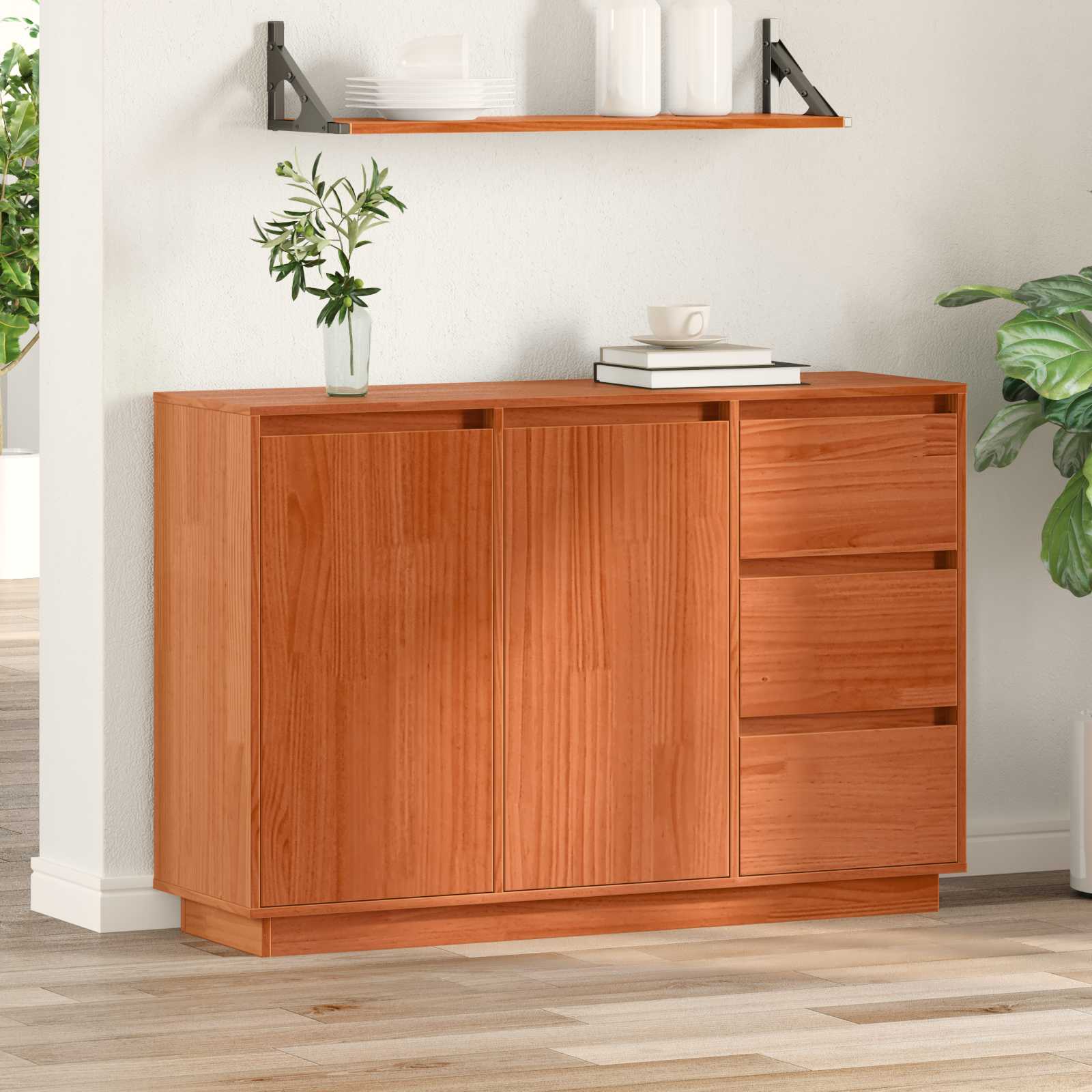Sideboard mit Schubladen Braun Eichen-Optik 111 x 34 x 75 cm