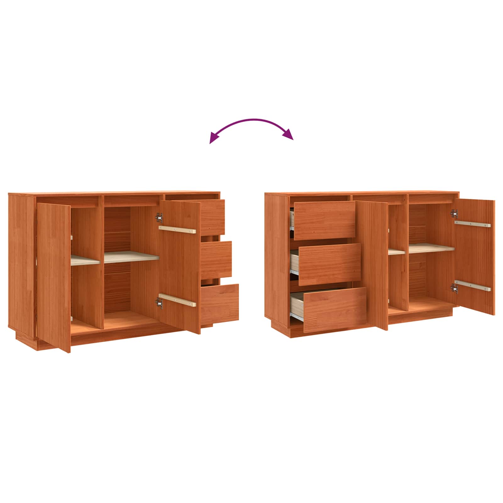 Sideboard mit Schubladen Braun Eichen-Optik 111 x 34 x 75 cm