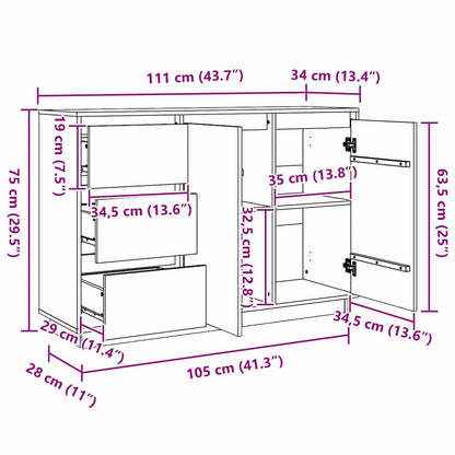 Sideboard mit Schubladen Braun Eichen-Optik 111 x 34 x 75 cm