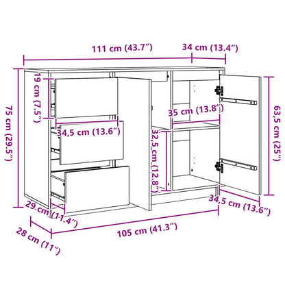 Sideboard mit Schubladen Braun Eichen-Optik 111 x 34 x 75 cm