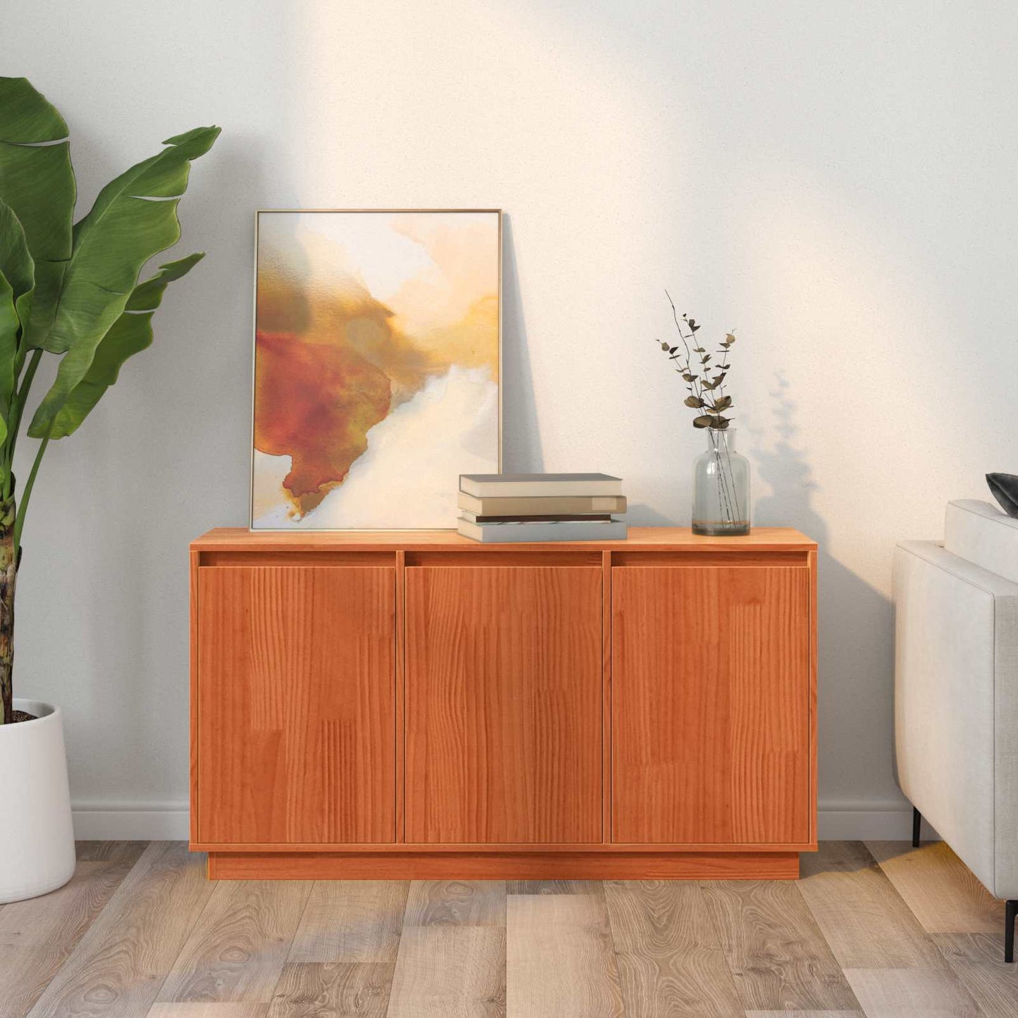 Sideboard Braun Eichen-Optik 111 x 34 x 60 cm