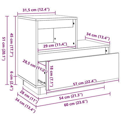Nachttisch Wachsbraun 60 x 34 x 51 cm Holzwerkstoff