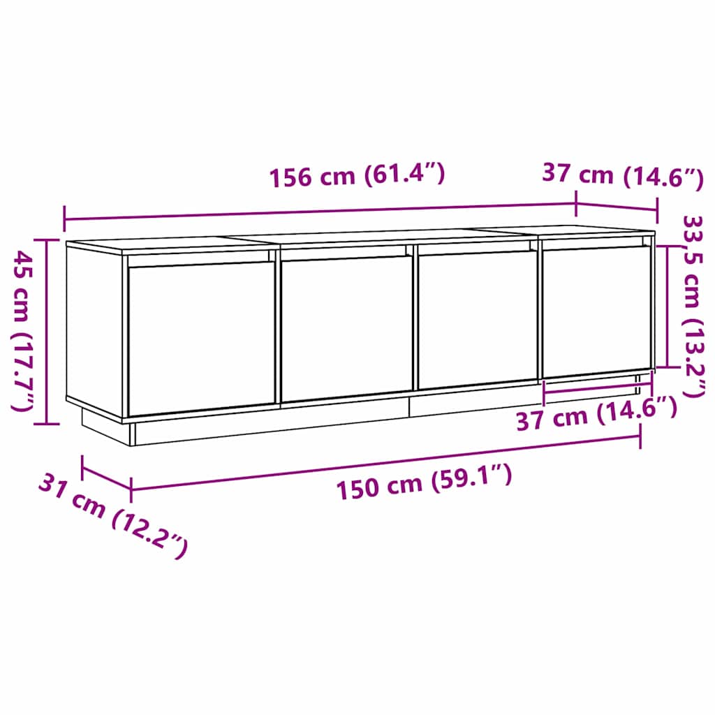 TV-Schränk 156 x 37 x 45 cm Braun Holzwerkstoff
