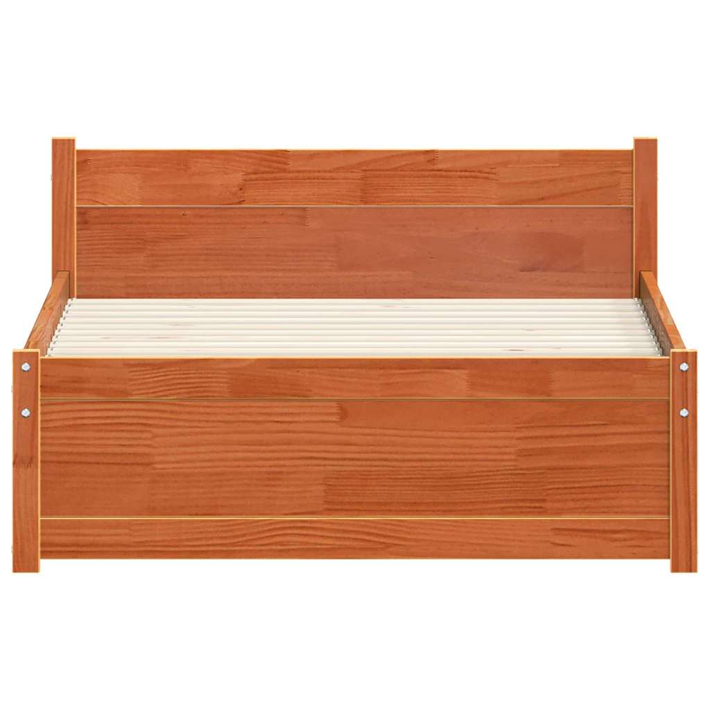 Bettrahmen Wachsbraun 195,5 x 95,5 x 51 cm Massives Kiefernholz