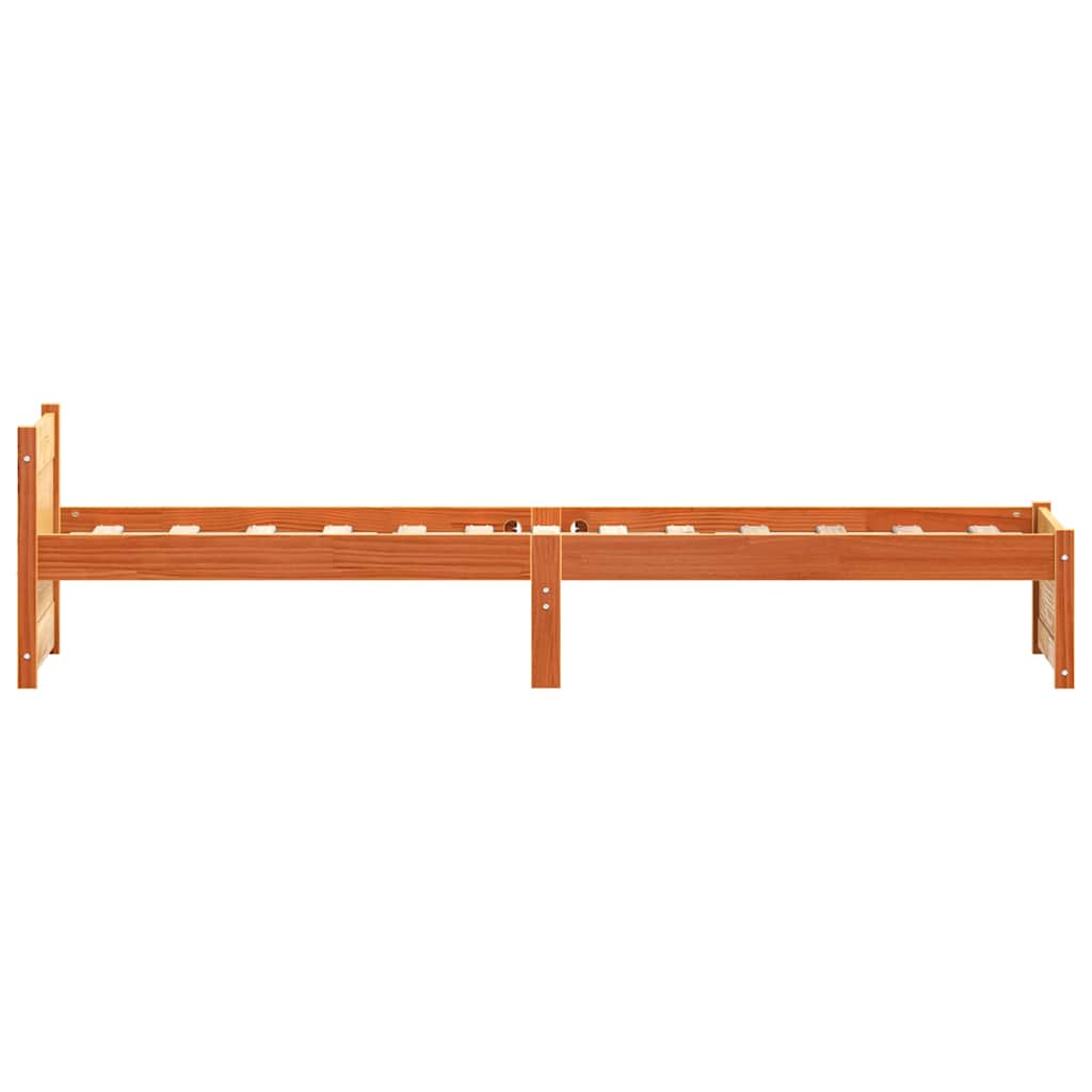 Bettrahmen Wachsbraun 195,5 x 95,5 x 51 cm Massives Kiefernholz