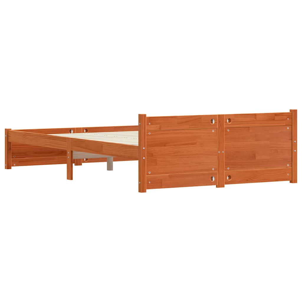 Bettrahmen mit Kopfteil Wachsbraun 195,5 x 140,5 x 51 cm