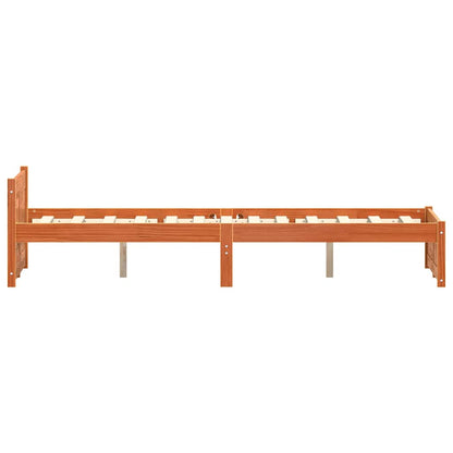 Bettrahmen mit Kopfteil Wachsbraun 195,5 x 140,5 x 51 cm