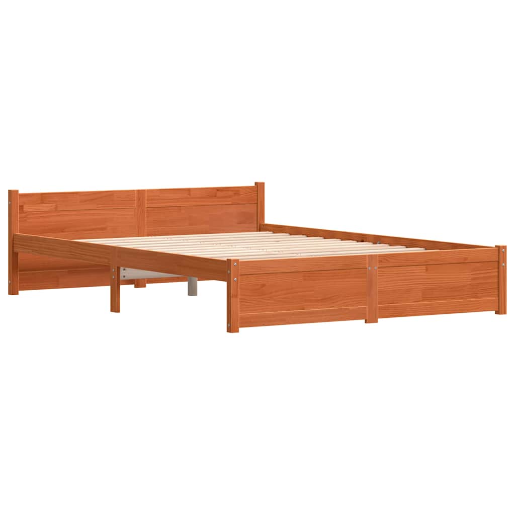 Bettrahmen mit Kopfteil Wachsbraun 195,5 x 145,5 x 51 cm