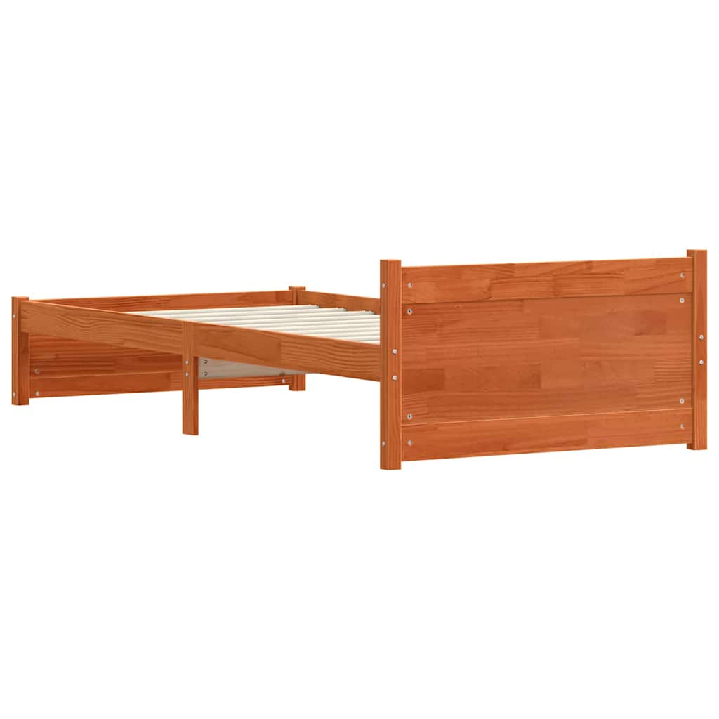 Bettrahmen mit Kopfteil Wachsbraun 205,5 x 105,5 x 51 cm