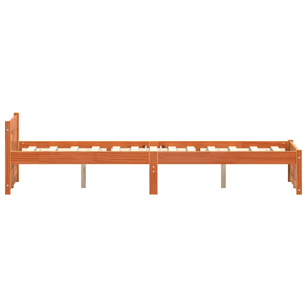 Bettrahmen mit Kopfteil Wachsbraun 205,5 x 125,5 x 51 cm