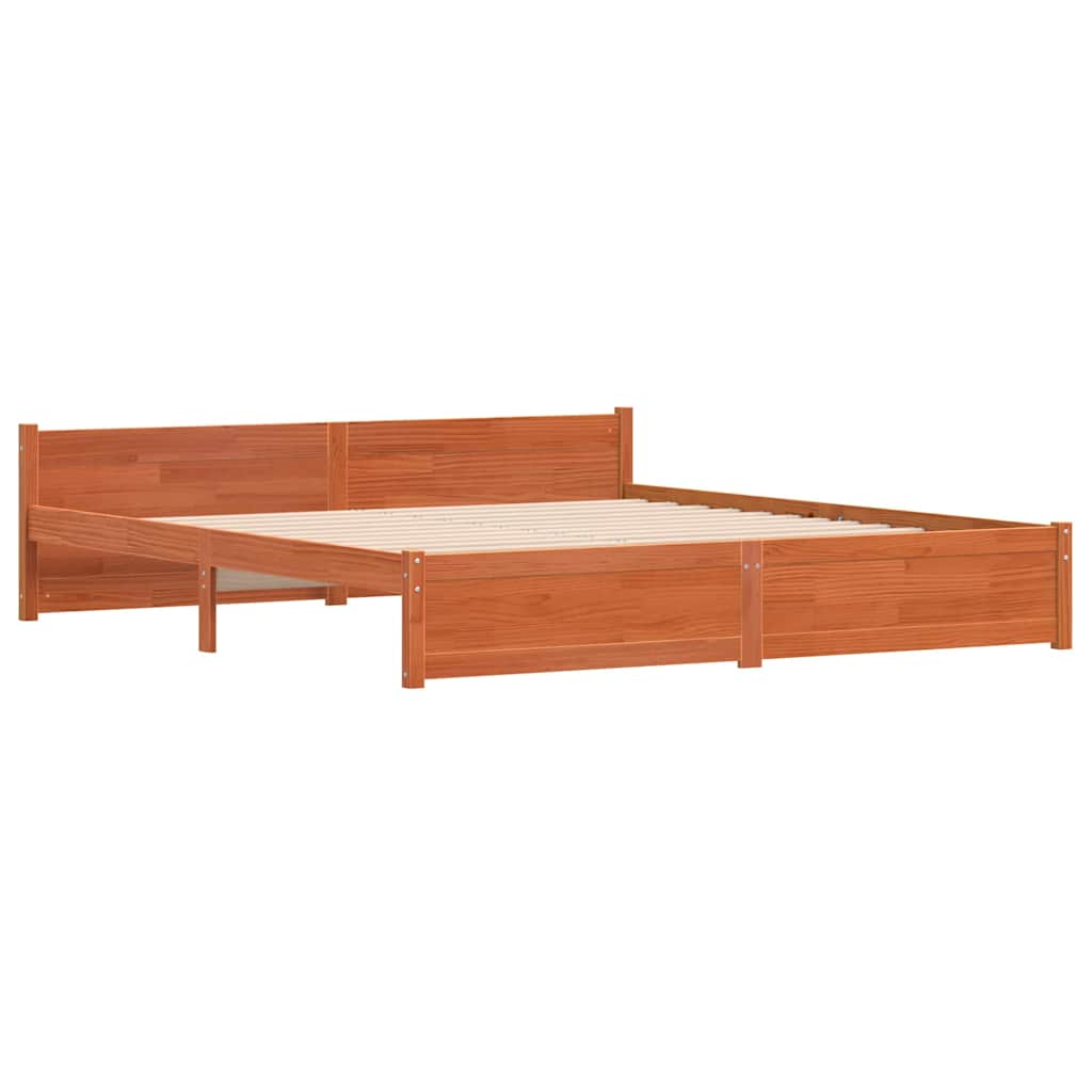 Bettrahmen mit Kopfteil Wachsbraun 205,5 x 185,5 x 51 cm