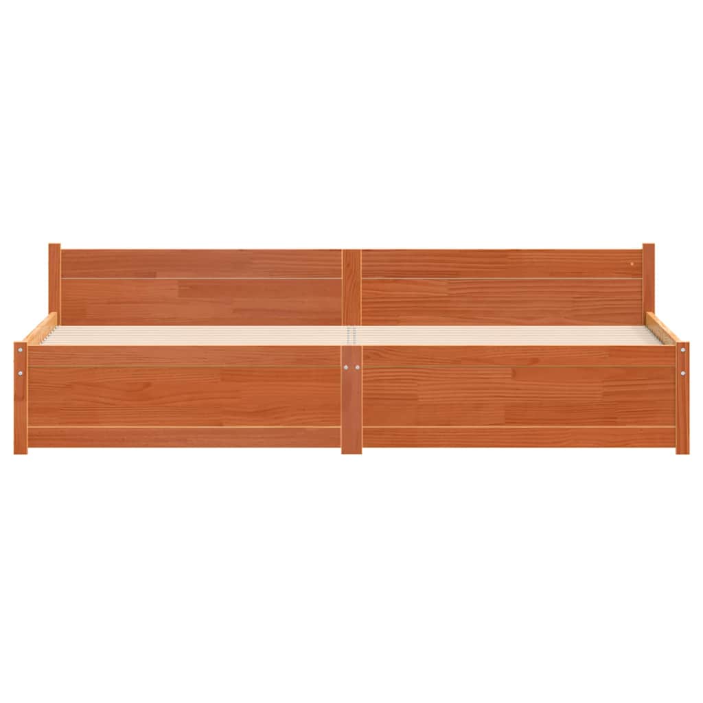 Bettrahmen mit Kopfteil Wachsbraun 205,5 x 185,5 x 51 cm