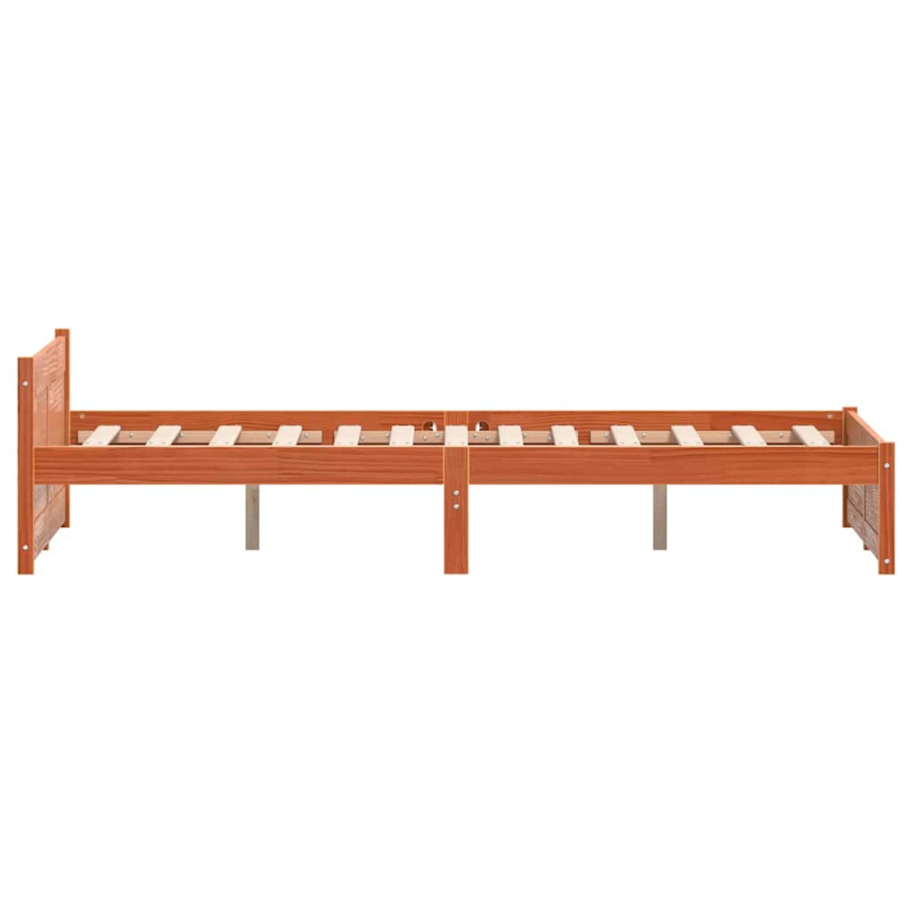 Bettrahmen mit Kopfteil Wachsbraun 205,5 x 185,5 x 51 cm