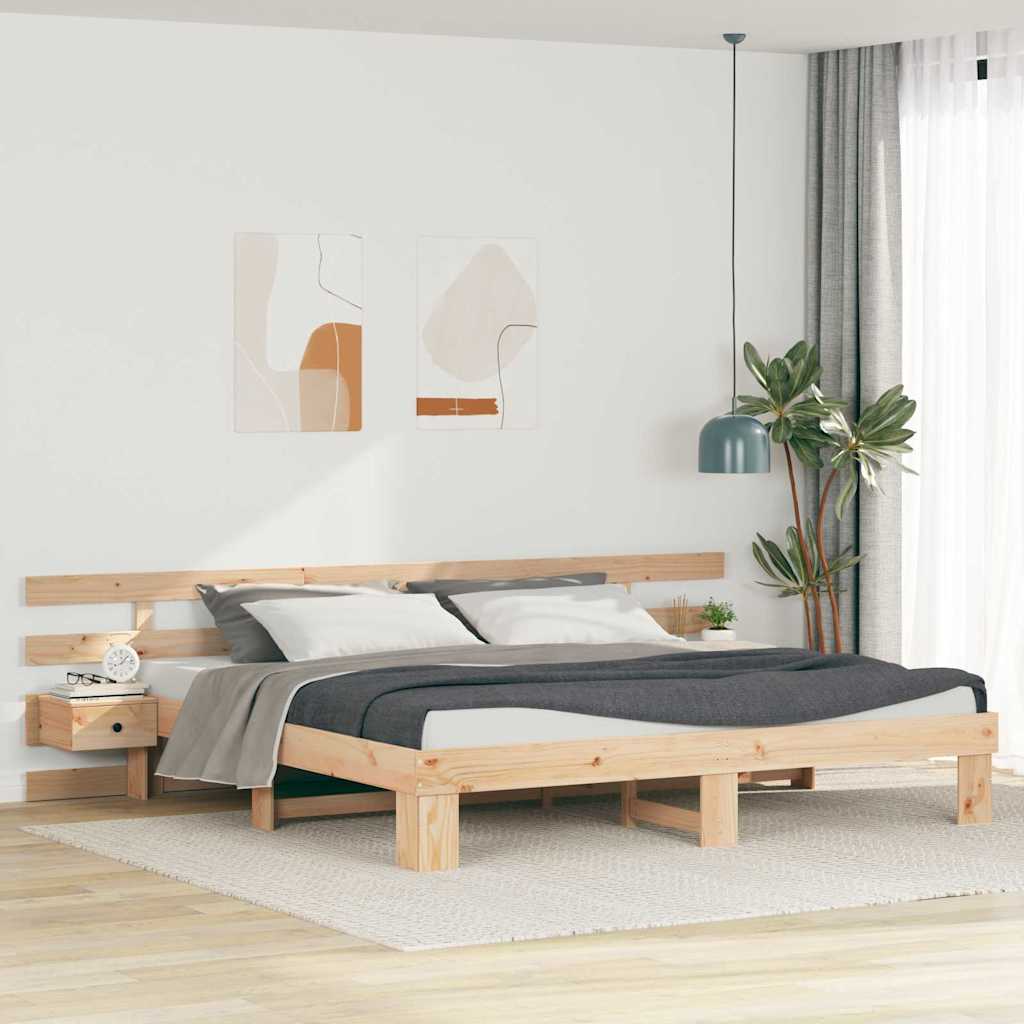 Bettrahmen mit Kopfteil Braun 180 x 200 cm Massives Kiefernholz