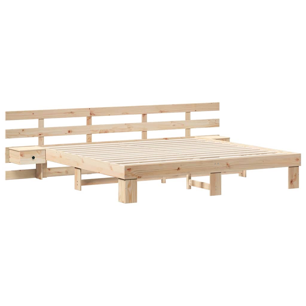 Bettgestell mit Schubladen Braun 180 x 200 cm Massivholz