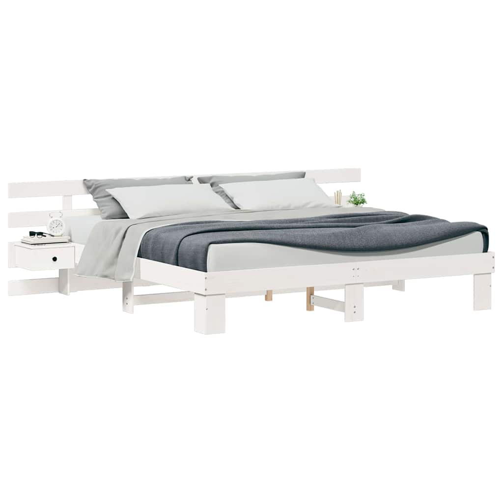 Bettgestell mit Schubladen Weiß 180 x 200 cm Holz