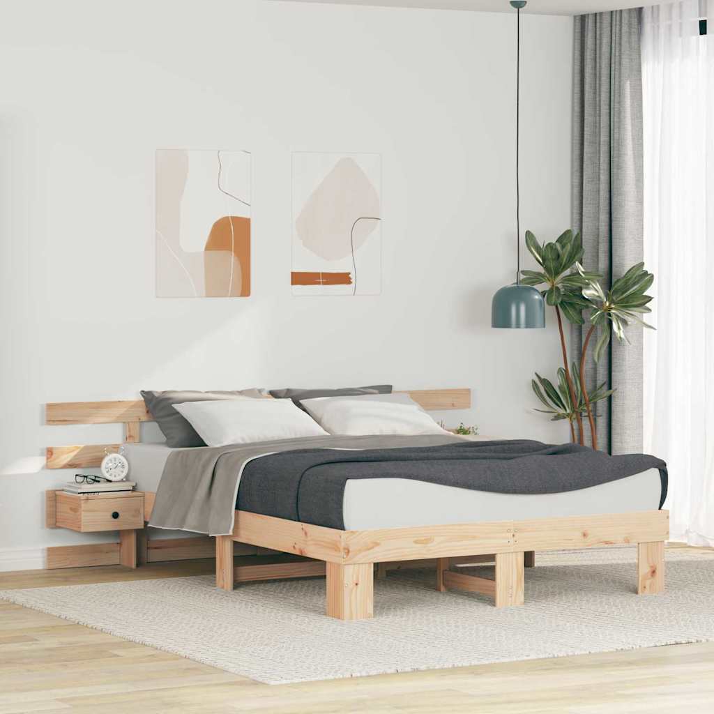 Bettrahmen mit Kopfteil Braun 160 x 200 cm Massives Kiefernholz