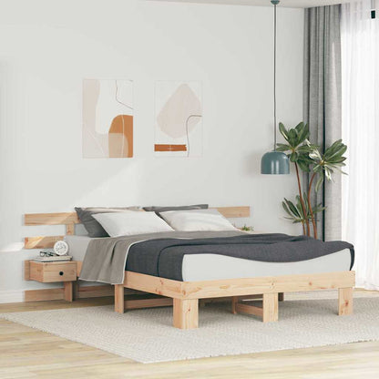Bettrahmen mit Kopfteil Braun 140 x 200 cm Massives Kiefernholz