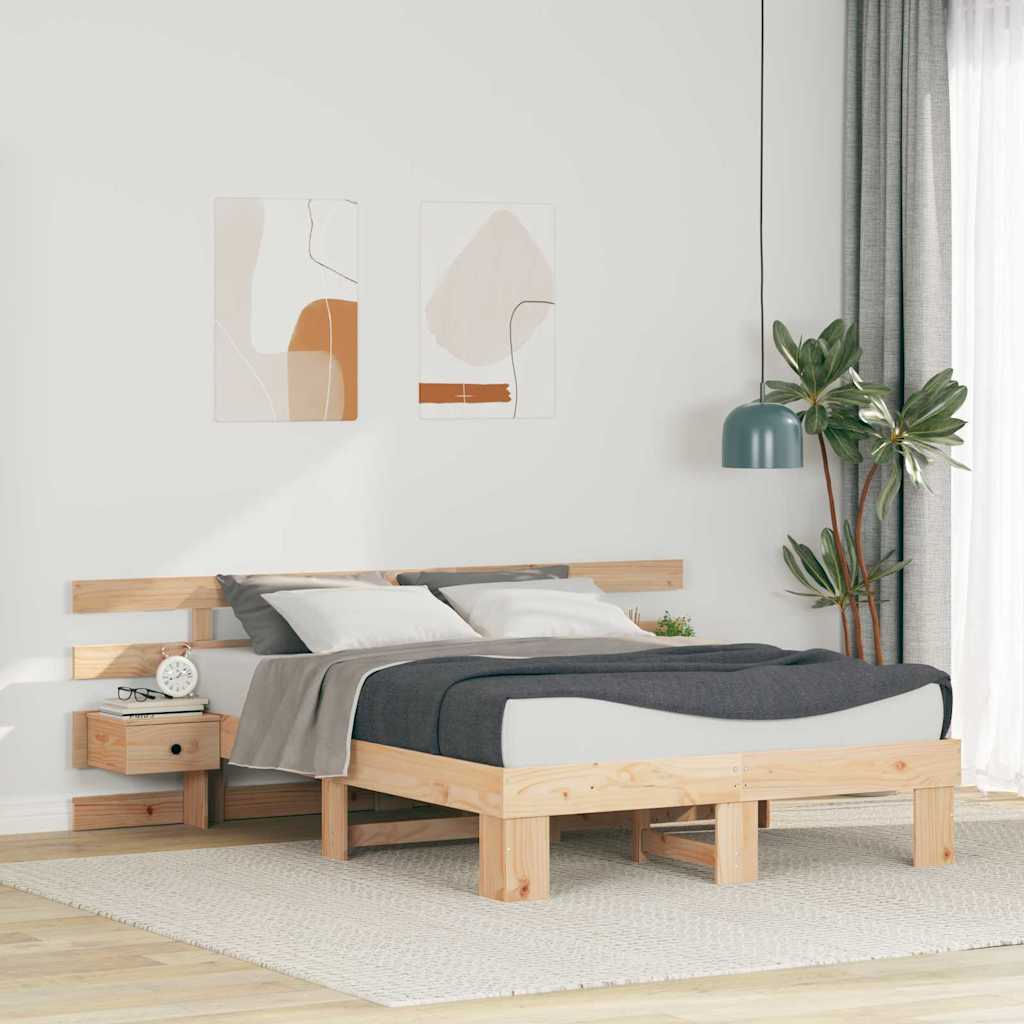 Bettrahmen mit Kopfteil Braun 120 x 200 cm Massives Kiefernholz