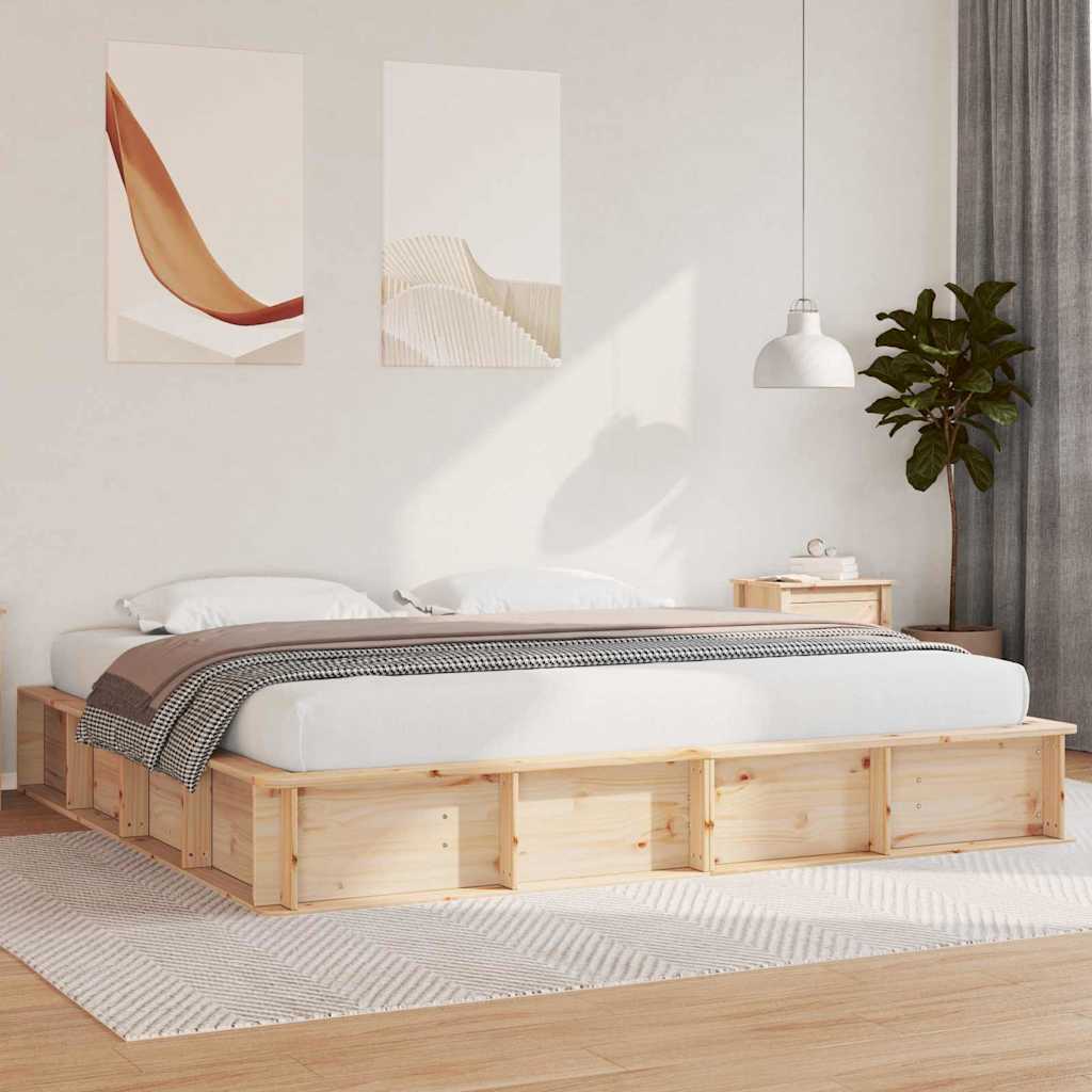 Bettrahmen Braun 200 x 200 cm Massives Kiefernholz