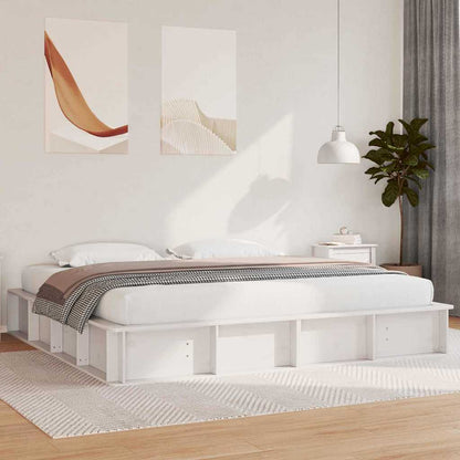 Bettrahmen Weiß 200 x 200 cm Massives Kiefernholz