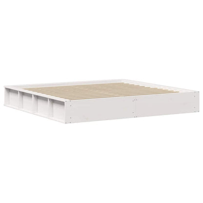 Bettrahmen Weiß 200 x 200 cm Massives Kiefernholz