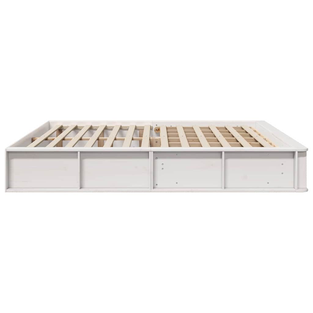 Bettrahmen Weiß 200 x 200 cm Massives Kiefernholz