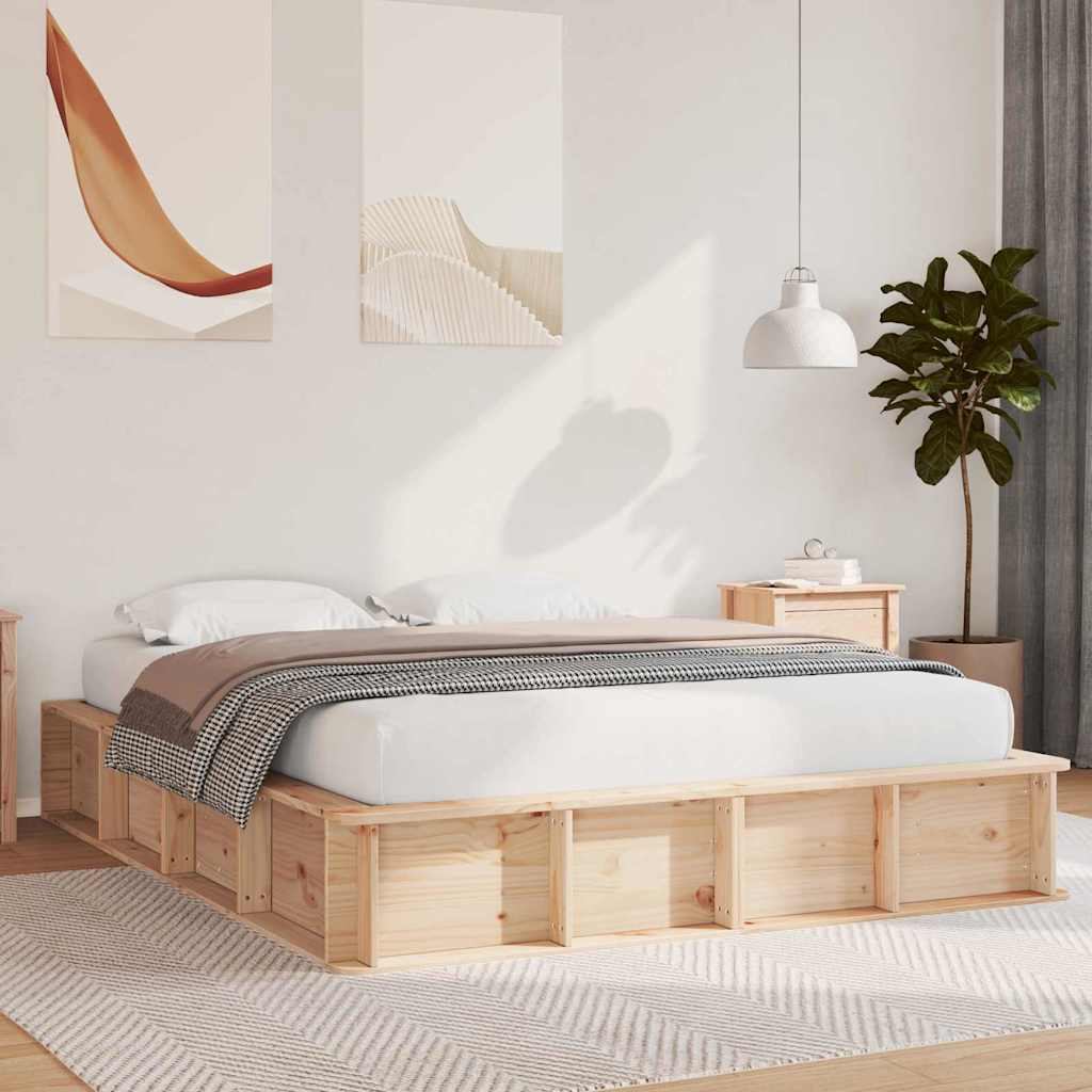 Bettrahmen Braun 150 x 200 cm Massives Kiefernholz