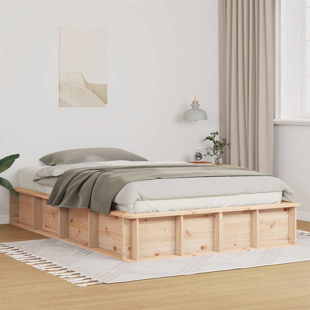 Bettrahmen Braun 135 x 190 cm Massives Kiefernholz